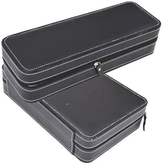 6-Slot Watch Box US Black Leather Zippered Case