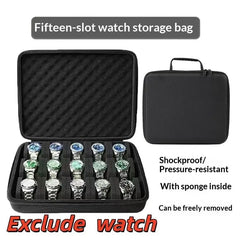 Travel Watch Box US Black Hard Shell Zipper Case