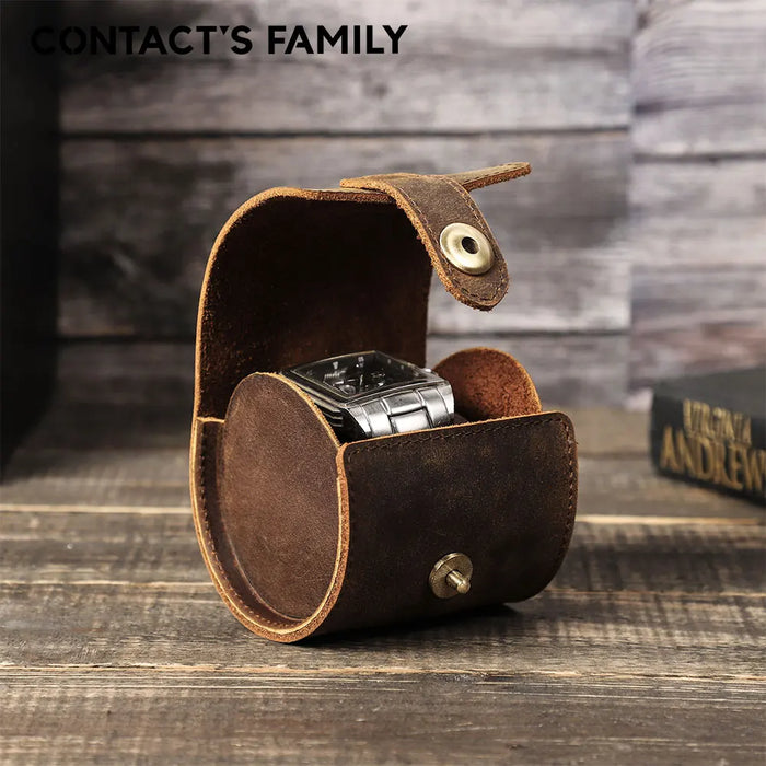 Watch Roll - Vintage Leather Travel Case & Timepiece Pouch