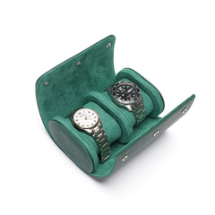 Premium Green Luxury Watch Roll – Genuine Leather Travel Storage Case for Fine Timepieces