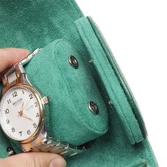 Premium Green Luxury Watch Roll – Genuine Leather Travel Storage Case for Fine Timepieces