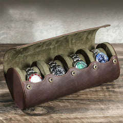 Premium Vintage Genuine Leather Watch Roll – Multi-Slot Travel Organizer & Display Case