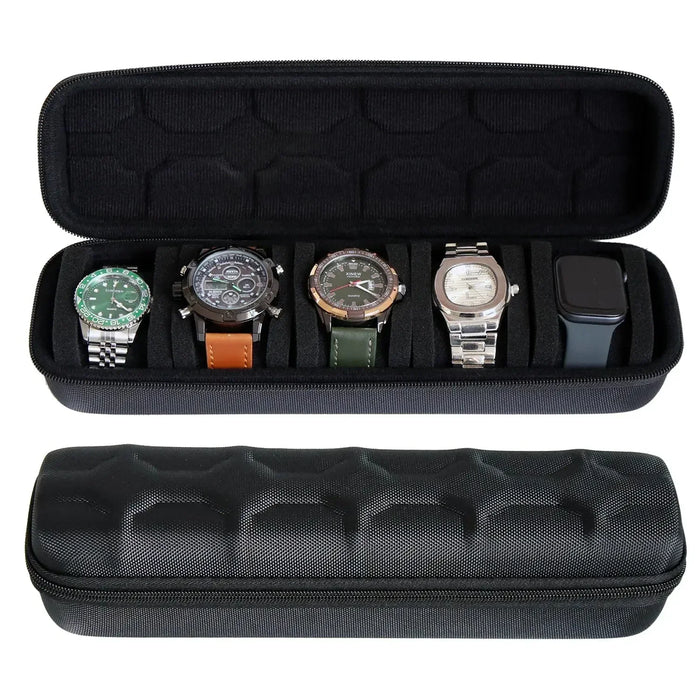 5 Slot Watch Case - Hard Shell Zipper Travel Organizer for Timepieces