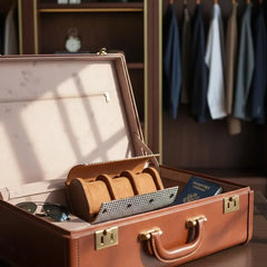 Watch Storage Case - Houndstooth Travel Watch Roll & Organizer