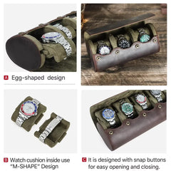 Premium Vintage Genuine Leather Watch Roll – Multi-Slot Travel Organizer & Display Case