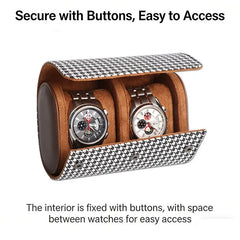 Watch Storage Case - Houndstooth Travel Watch Roll & Organizer