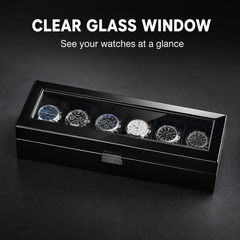 Premium Watch Box Bundle with Cologne Organizer – 6 Slot Men's Storage Case & Drawer