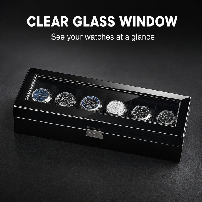 Premium Watch Box Bundle with Cologne Organizer – 6 Slot Men's Storage Case & Drawer