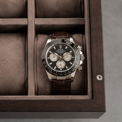 6-Slot Watch Box US Dark Wood Glass Lid