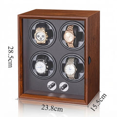 Multi-Slot Automatic Watch Winder Watch Box US Walnut Wood Glass Lid