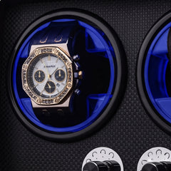Multi-Slot Automatic Watch Winder Watch Box US Walnut Wood Glass Lid