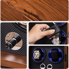 Multi-Slot Automatic Watch Winder Watch Box US Walnut Wood Glass Lid