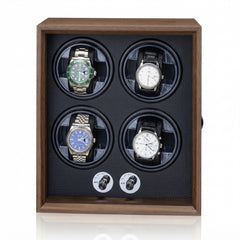 Multi-Slot Automatic Watch Winder Watch Box US Walnut Wood Glass Lid