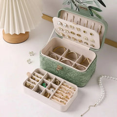 Watch Box US Compact Leather Jewelry Organizer - Green