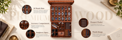 18-Slot Watch Box US Brown Leather Glass Lid Drawer