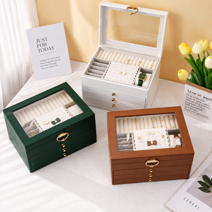 Watch Box/Case US Multi-Tier Leather Jewelry Organizer