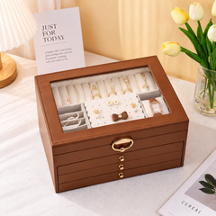 Watch Box/Case US Multi-Tier Leather Jewelry Organizer