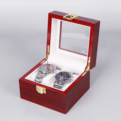 Multi-Slot Wood Watch Box, Glass Lid, Chinese-Style Design (2 or 12 Slots)