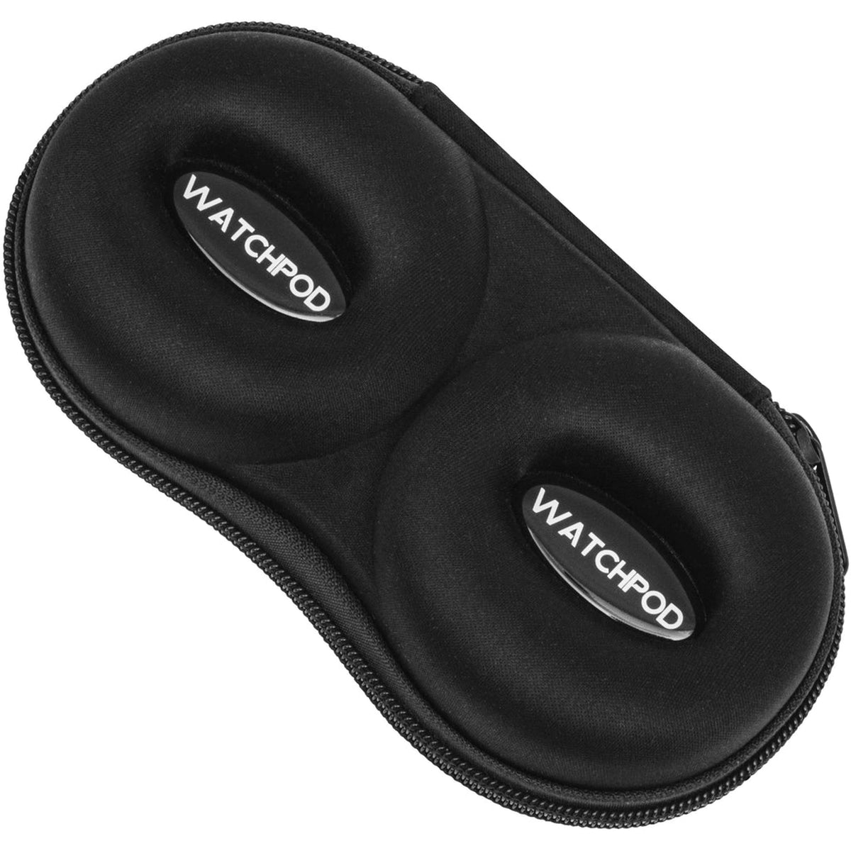 Black hard shell 2 watch travel case, closed, top view