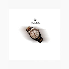 Print design of a two-tone luxury watch on white