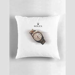 White watch print throw pillow, front view