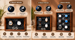 Multi-Slot Automatic Watch Winder Watch Box US Walnut Wood Glass Lid