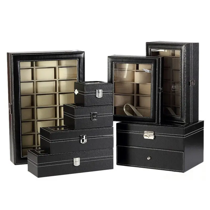 Premium Leather Watch Case Storage Box - Fashionable Multi-Slot Men's Watch Organizer<