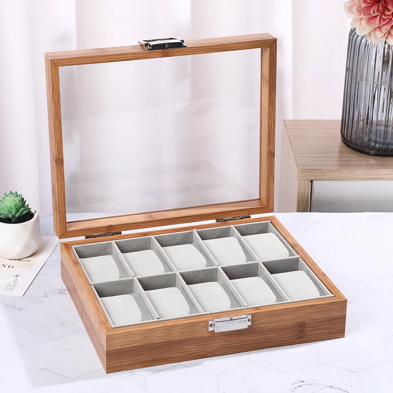 Premium Solid Wood Bamboo Watch Box - Chinese Style Multi-Slot Gift & Storage Case