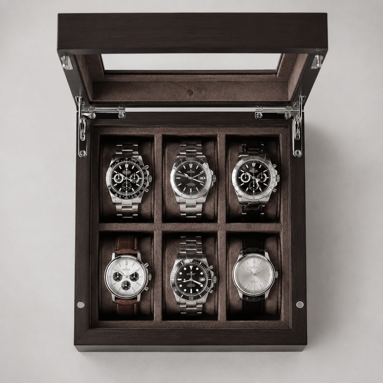 Premium Wooden Watch Box Organizer for Men – 6 Slot Luxury Watch Case & Storage